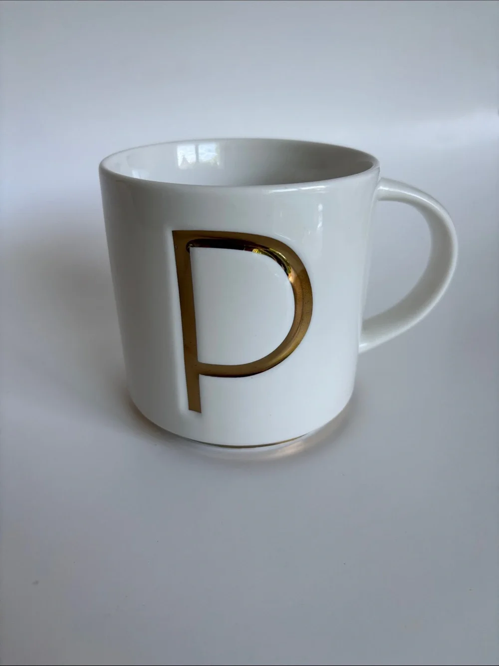 Williams Sonoma Gold Monogram Initial P Mug White Gold